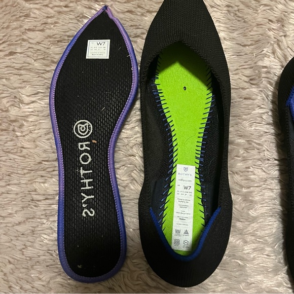 Rothy's The Point Black Shoes Ballet Flats Pointed Toe Soft Recycle Size W7 - Picture 12 of 14
